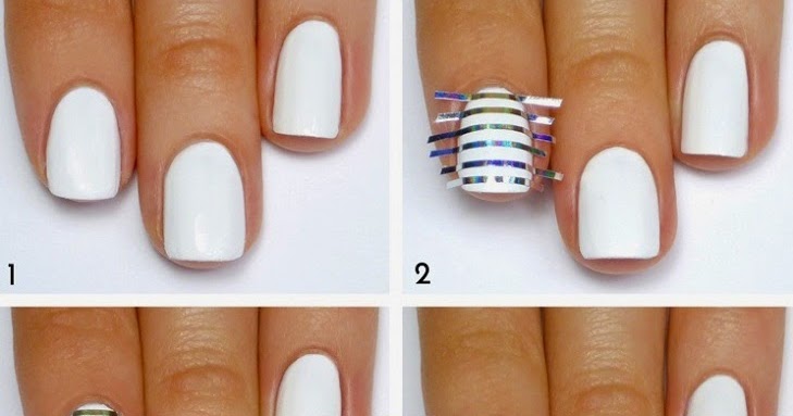 White and Silver Striped Nail Design - wide 6