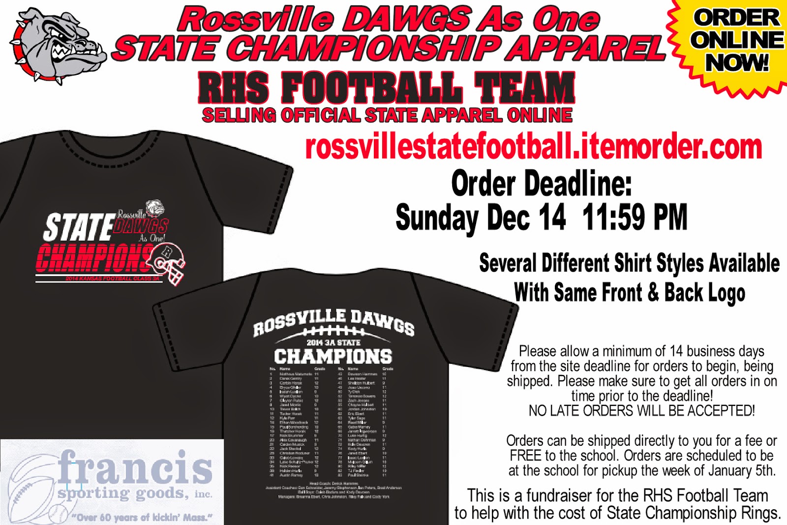 Rossville KS Alumni News State Champ TeeShirts