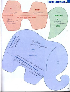 Elefante de tecido com molde - patchwork