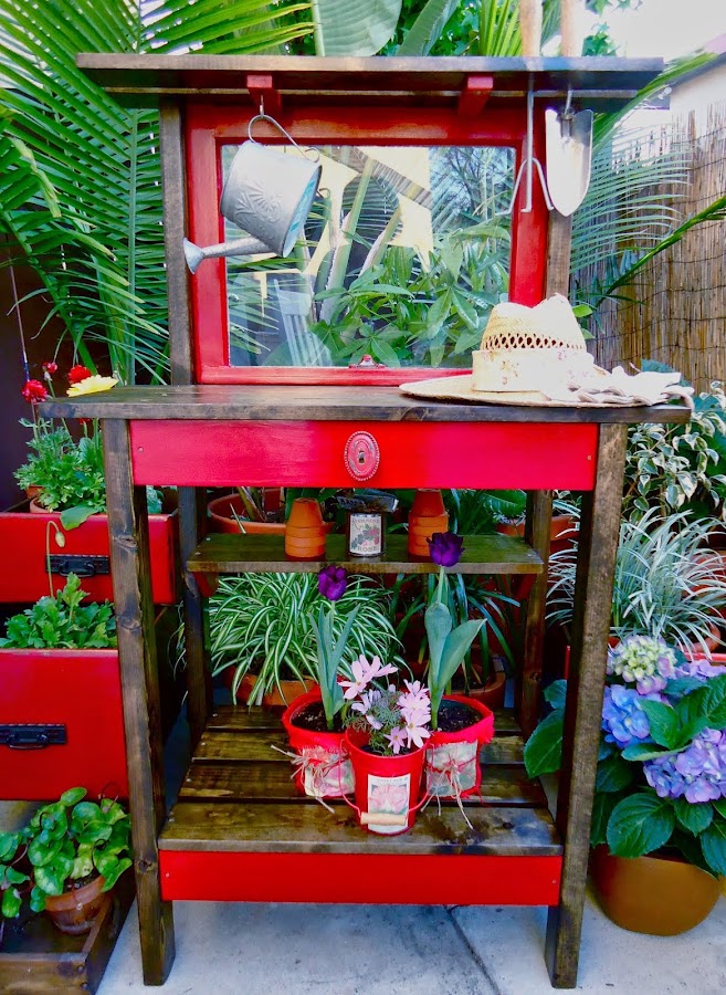 1920s Vintage Window Potting Bench - SOLD