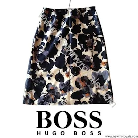 Crown Princess Mary Style HUGO BOSS Floral Skirt and CHRISTIAN LOUBOUTIN Pumps 