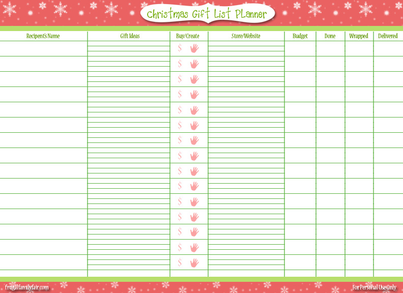 christmas list template