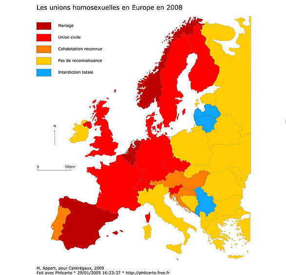 unions des homosexuelles en Europe en 2008