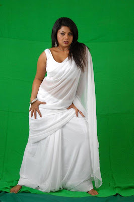 Hot And Spicy Tamil Actress Swathi Verma in  White Sleeveless Blouse Saree Photos