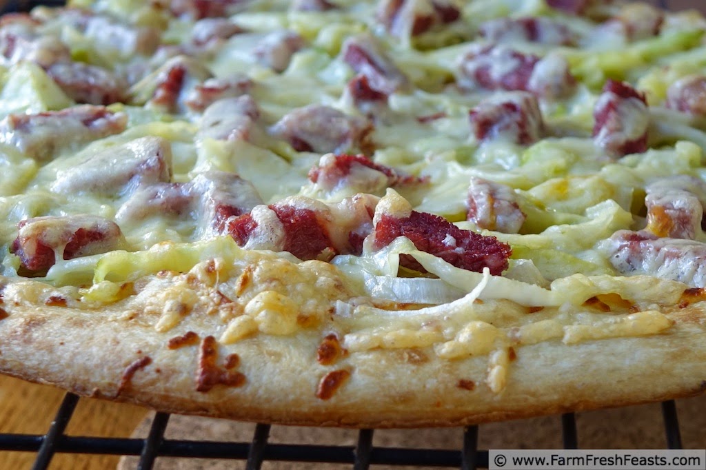 Farm Fresh Feasts Corned Beef, Cabbage and Dubliner Pizza