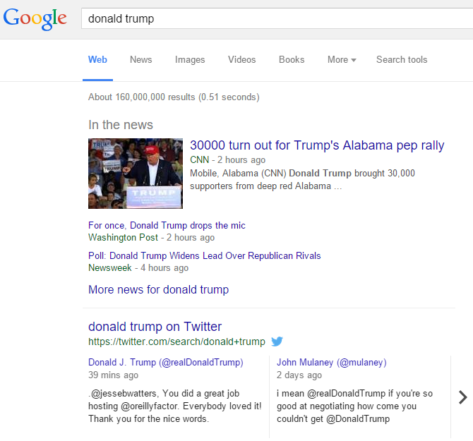 One Cool Tip Com Google Now Shows Twitter In Desktop Search Results