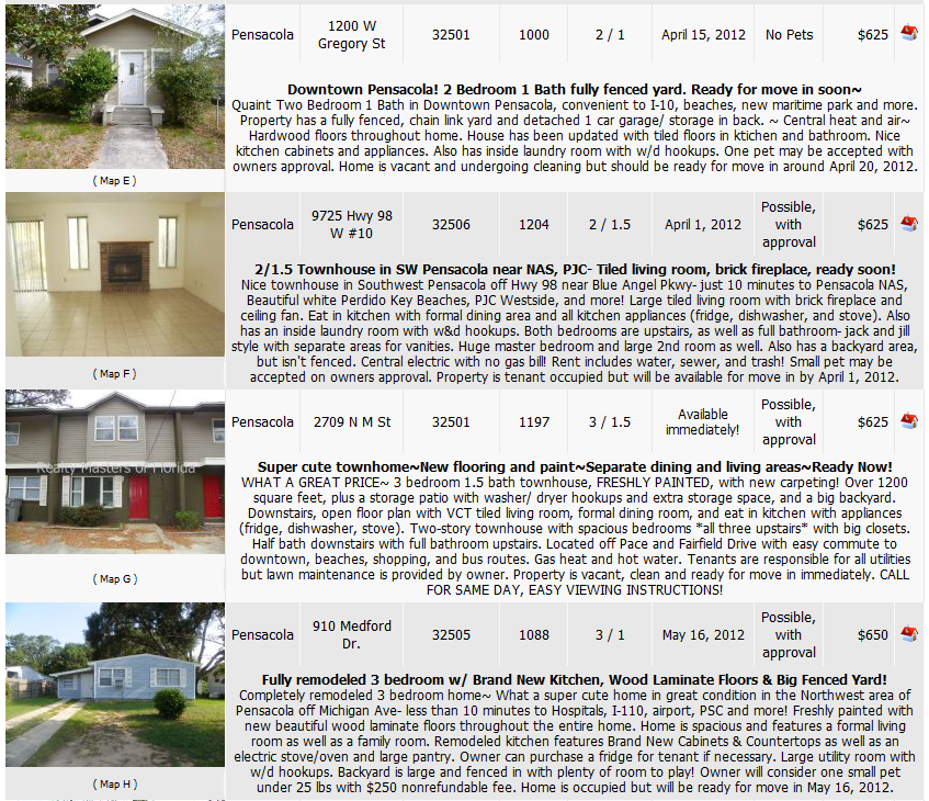 Rental Homes & Apartments in Pensacola, FL area