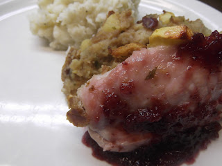 apple-stuffed pork-chops with mascato/cranberry glaze