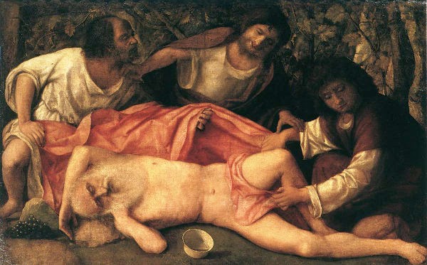 Nuh mabuk (Drunkenness of Noah, by Giovanni Bellini, 1515) Nuh mabuk, nuh telanjang