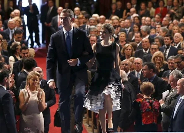 King Felipe VI of Spain, Princess Letizia of Spain and Queen Sofia of Spain attend the Princess of Asturias awards ceremony at the Campoamor Theatre