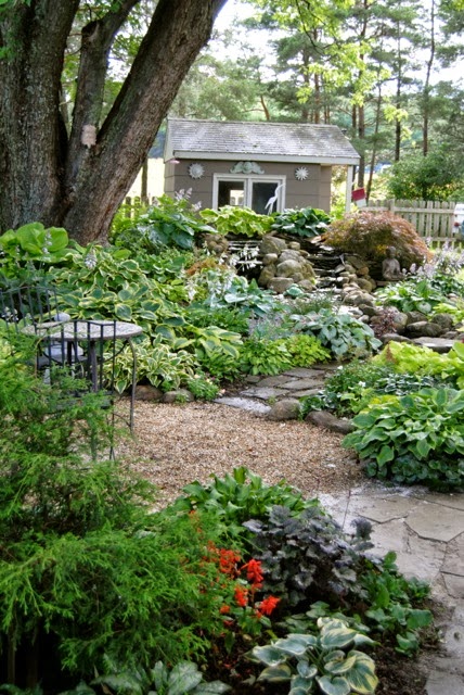 A colorful hosta garden