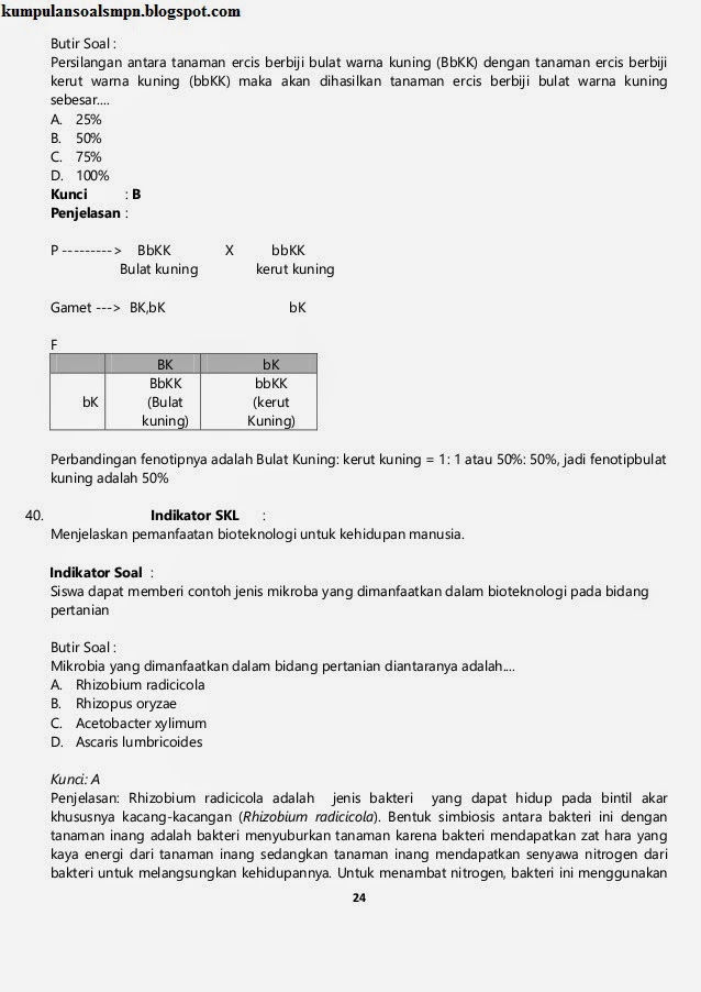 Pembahasan UN IPA SMP 2014 Kumpulan Soal dan Prediksi