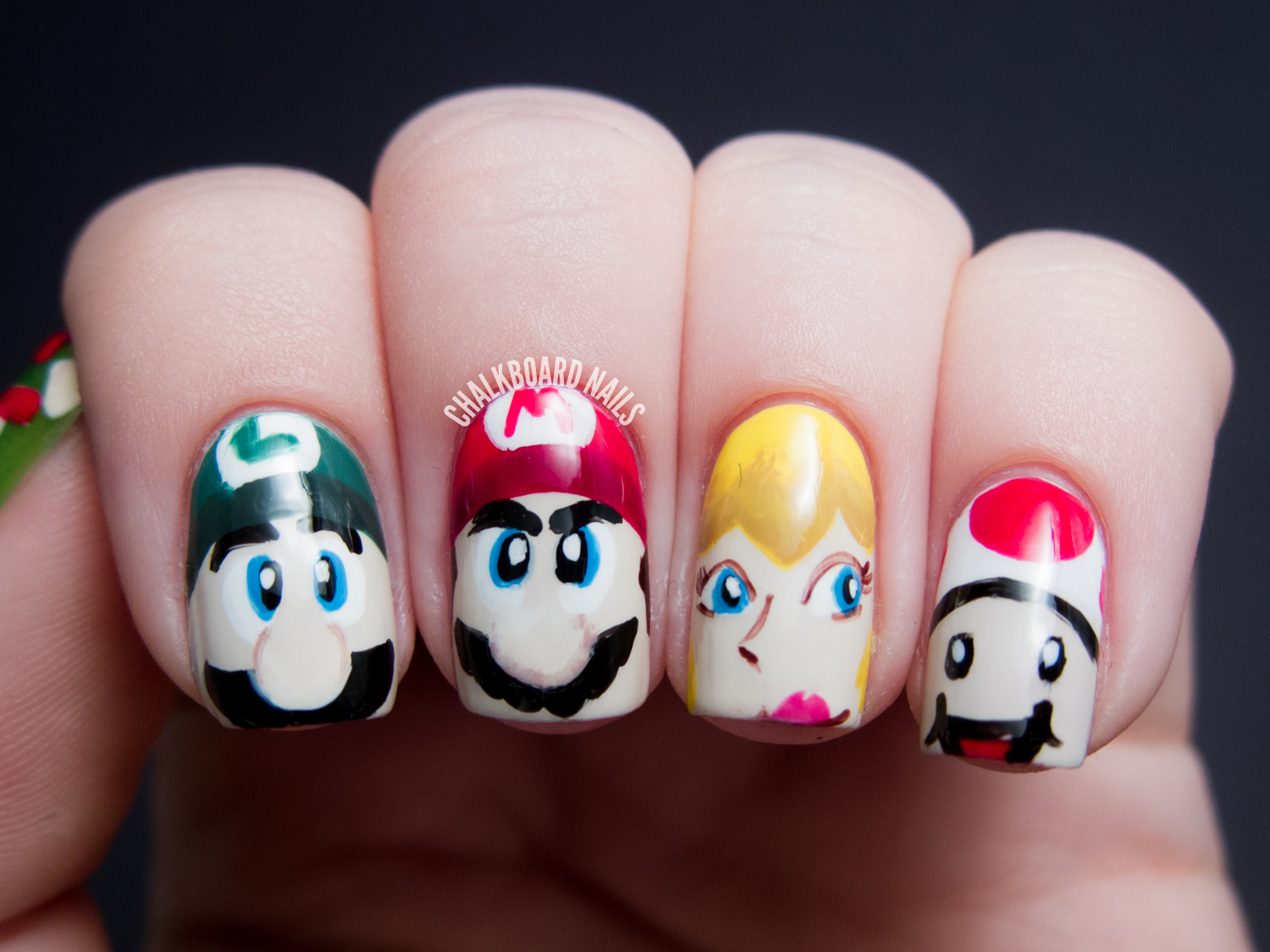 Mamma Mia! Mario Character Nail Art Chalkboard Nails Nail Art Blog