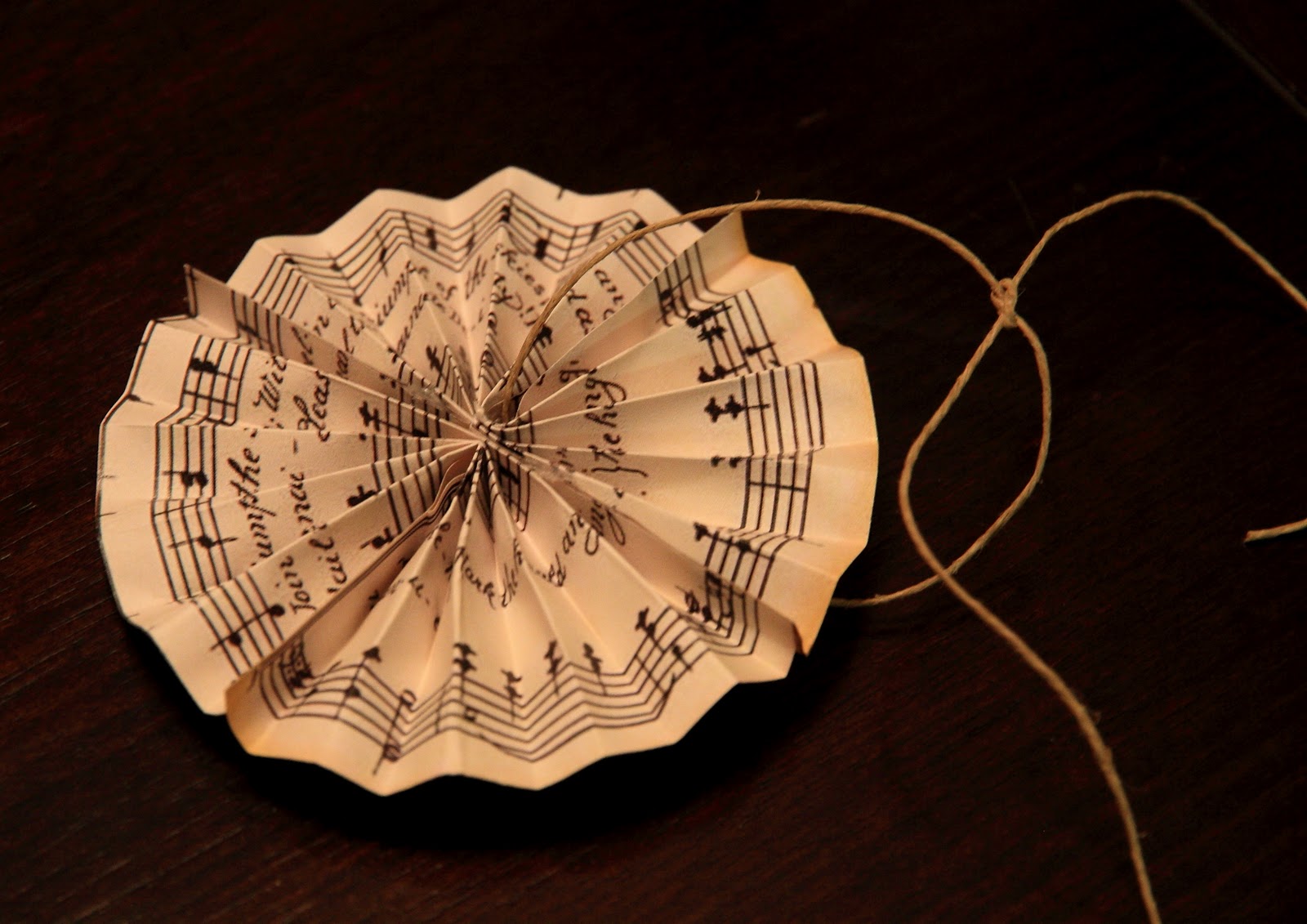 Sheet Music Paper Fan Christmas Ornaments Yellow Bliss Road