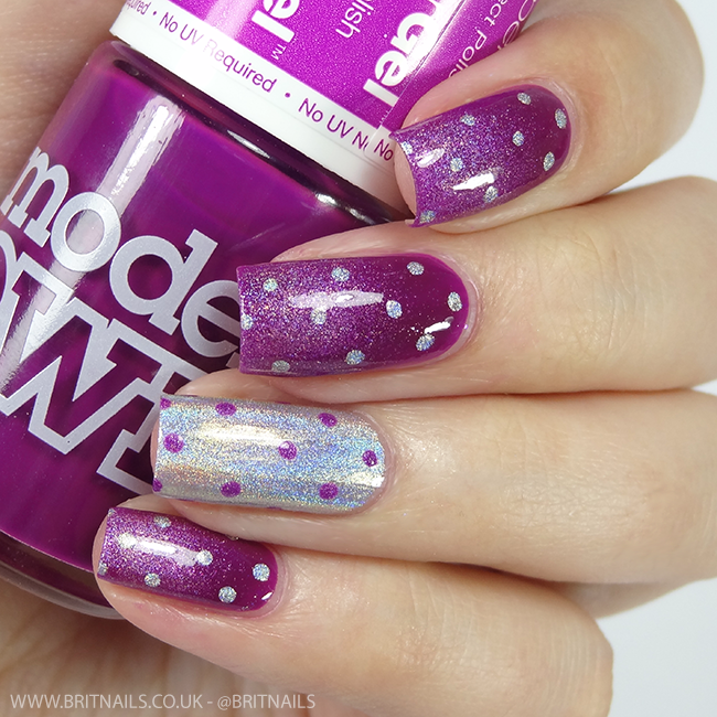 Purple Polka Dot Nail Art by @britnails