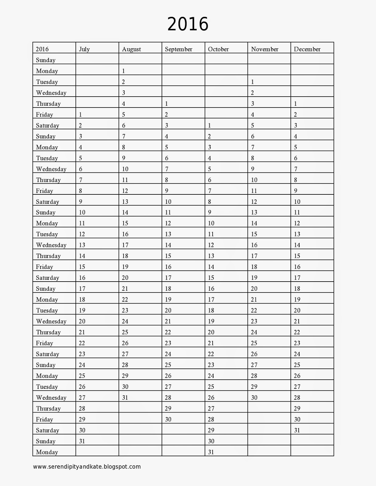 A4 Wall Planner Template