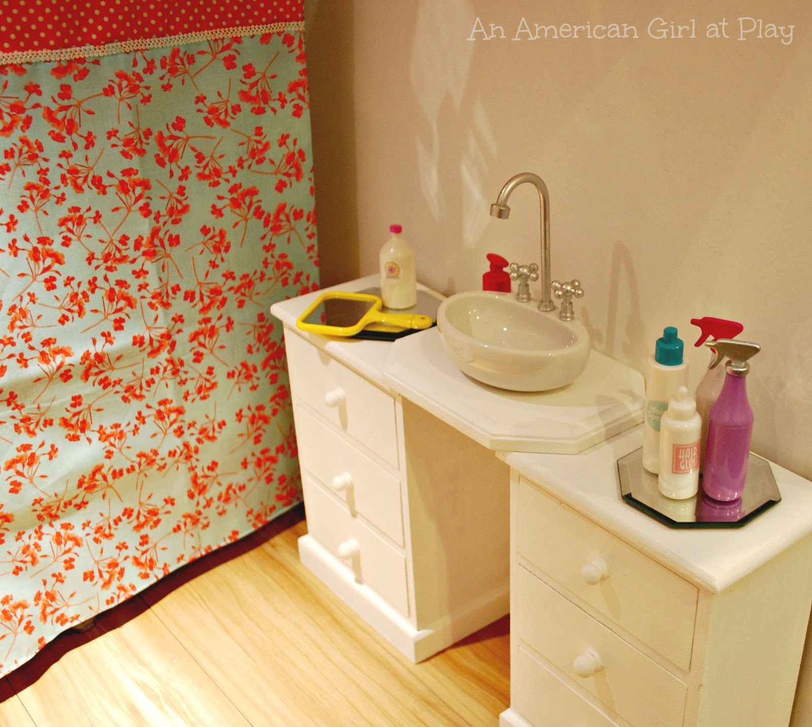 Bathroom American girl doll furniture, American girl doll house, American girl doll diy