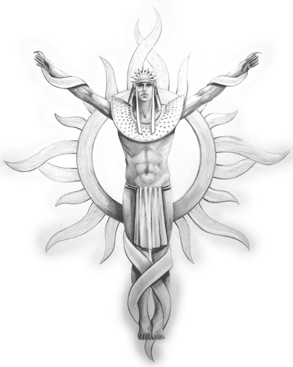 Tribal Tattoo Inca Sun God Concept sketch for a poly resin wall plaque