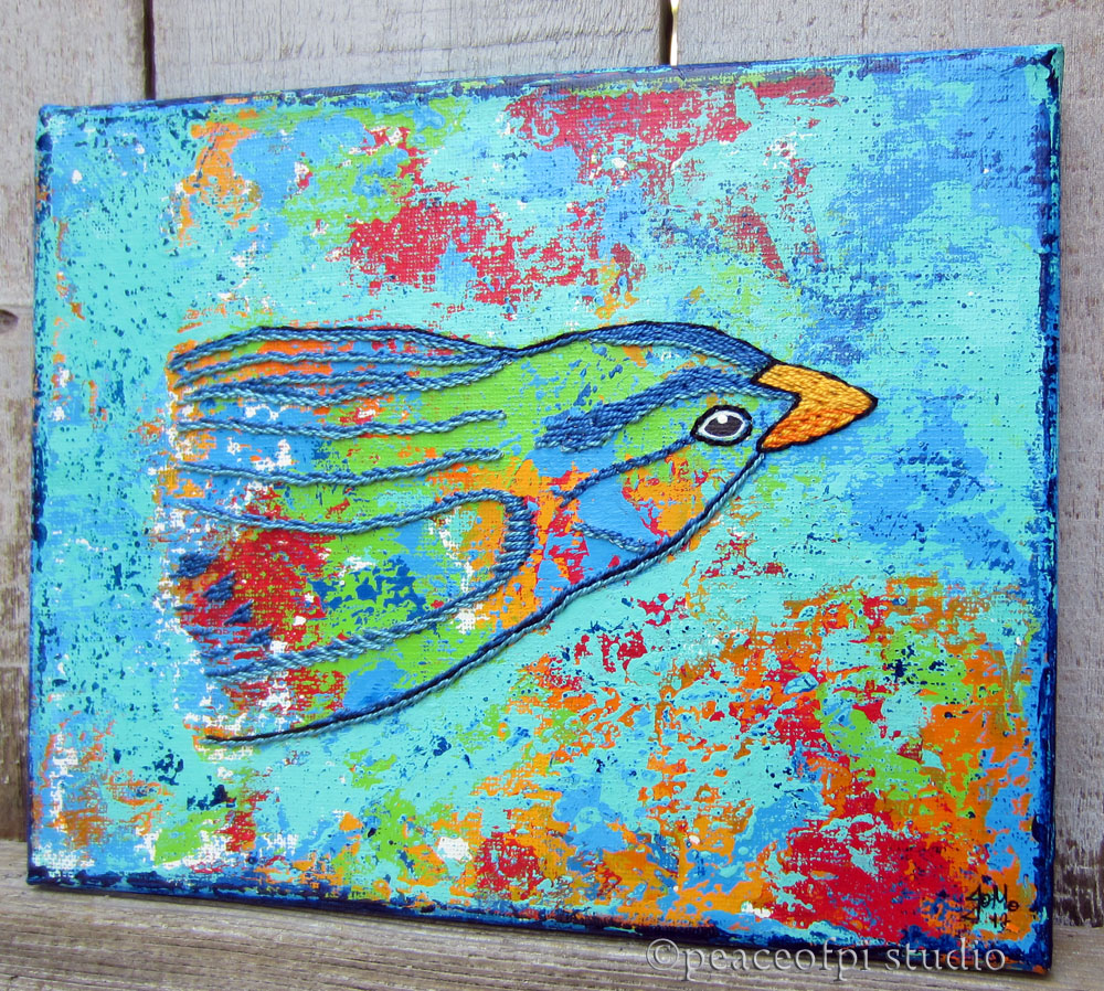 peaceofpi studio Stitched Bird Painting