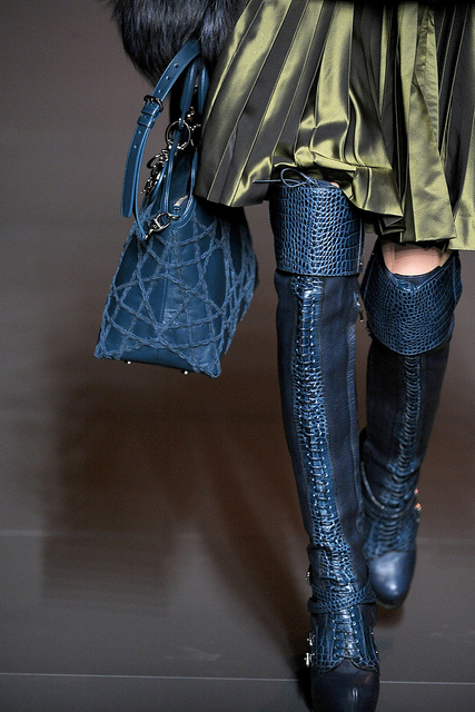Dior blue knee high boot