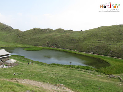 First view of Prashar Lake from the hill top First view of Prashar Lake from the hill top