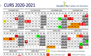 El calendari de l'escola