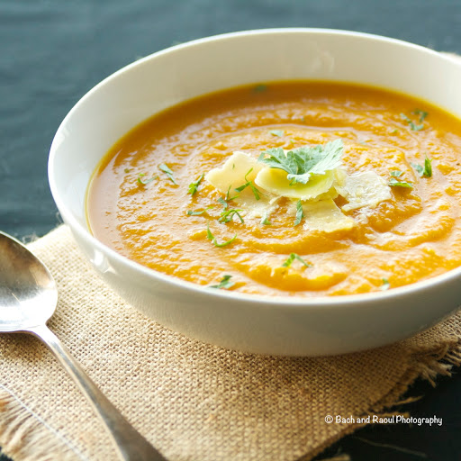 Roasted Pumpkin Soup with Aged Cheddar