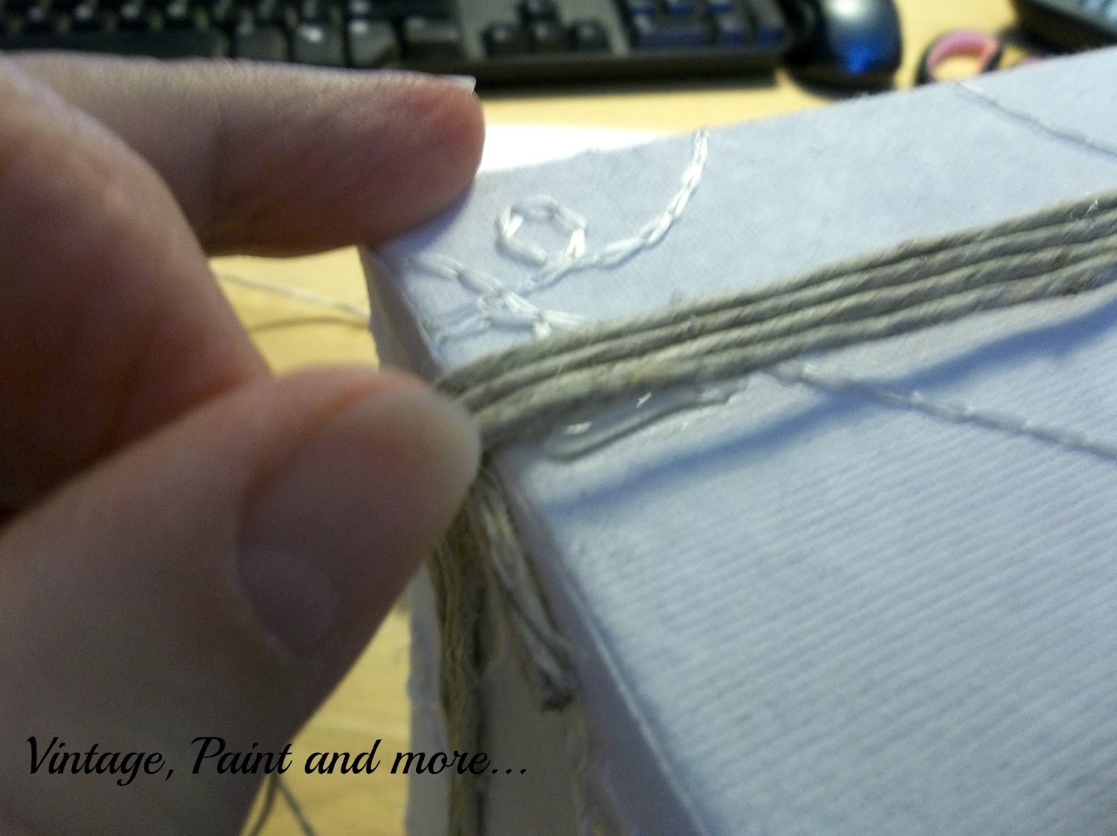 Twine Wrapped Box Vintage, Paint and more...