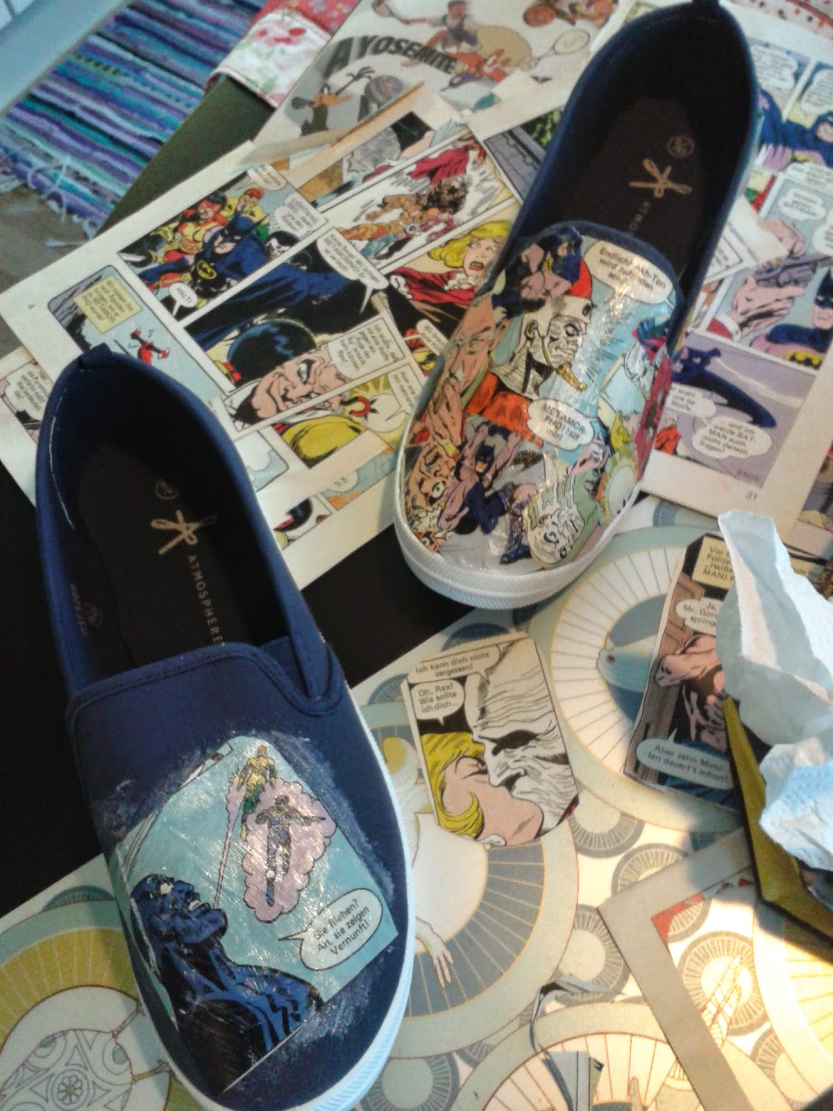 Comic Schuhe Mit Mod Podge Und Sandra Nerd Mit Nadel