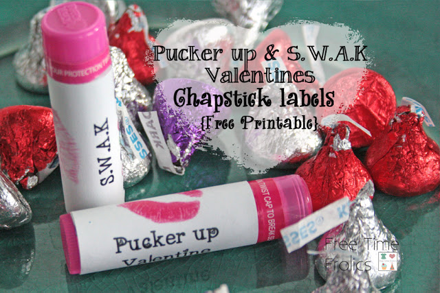 Pucker up lip gloss or chap stick valentines for friends and classmates www.freetimefrolics.com