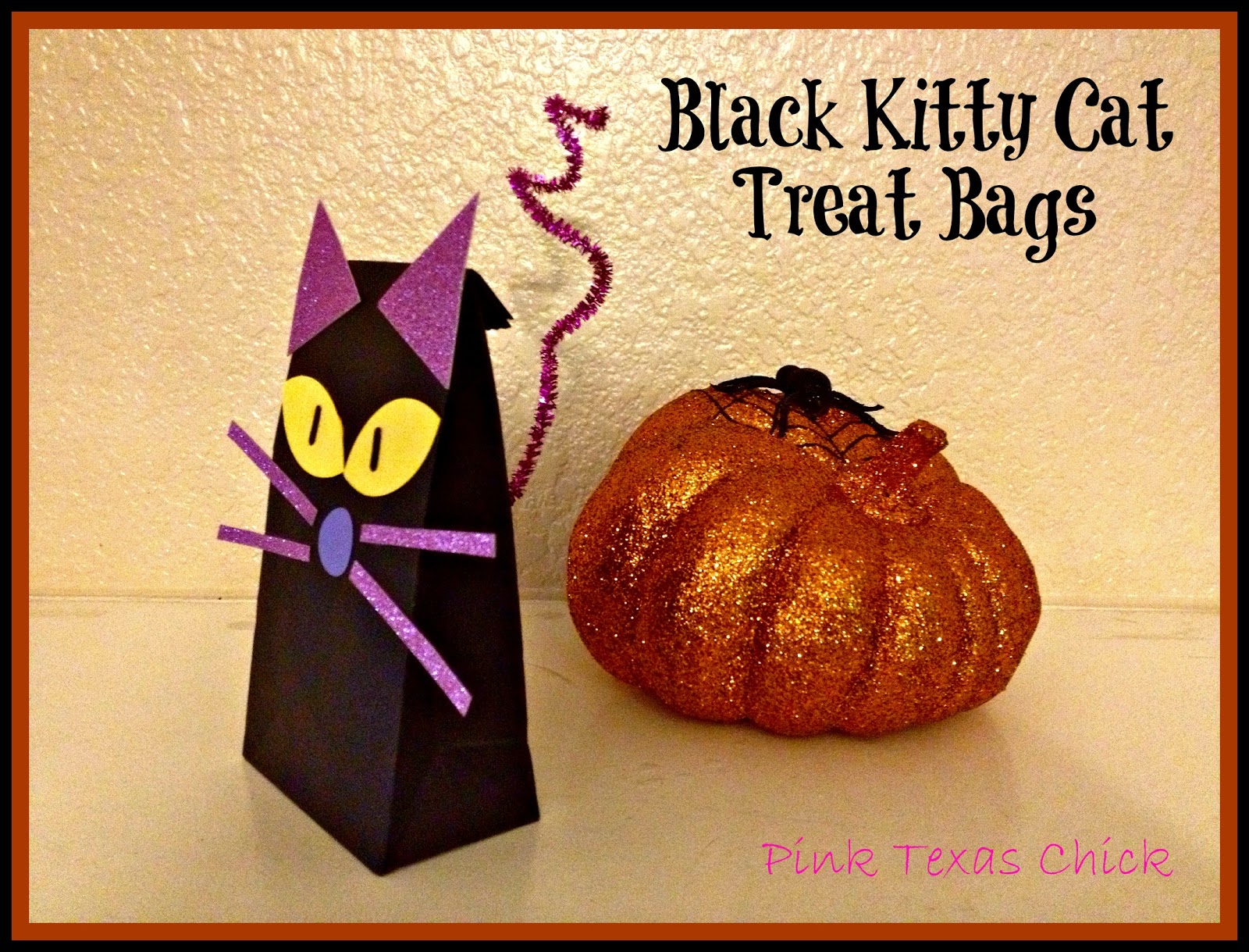 Pink Texas Chick Black Kitty Cat Treat Bags {Halloween}