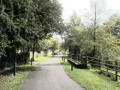Cycle path at old coal mining town, Radstock, where the railway used to be Cycle path at old coal mining town, Radstock, where the railway used to be