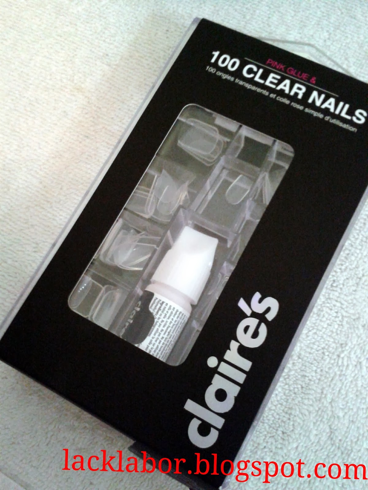 Lack Labor Review Pink Glue & 100 clear Nails von Claire's