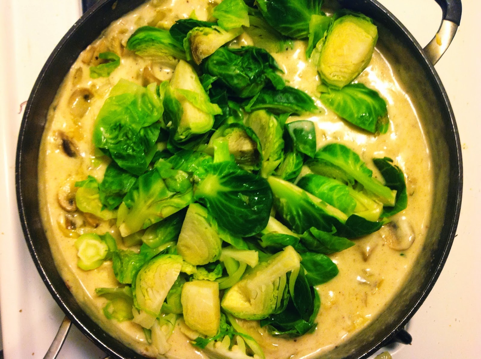 Sarah's Plantry Raid Vegan DijonCoconut Brussel Sprout and Mushroom