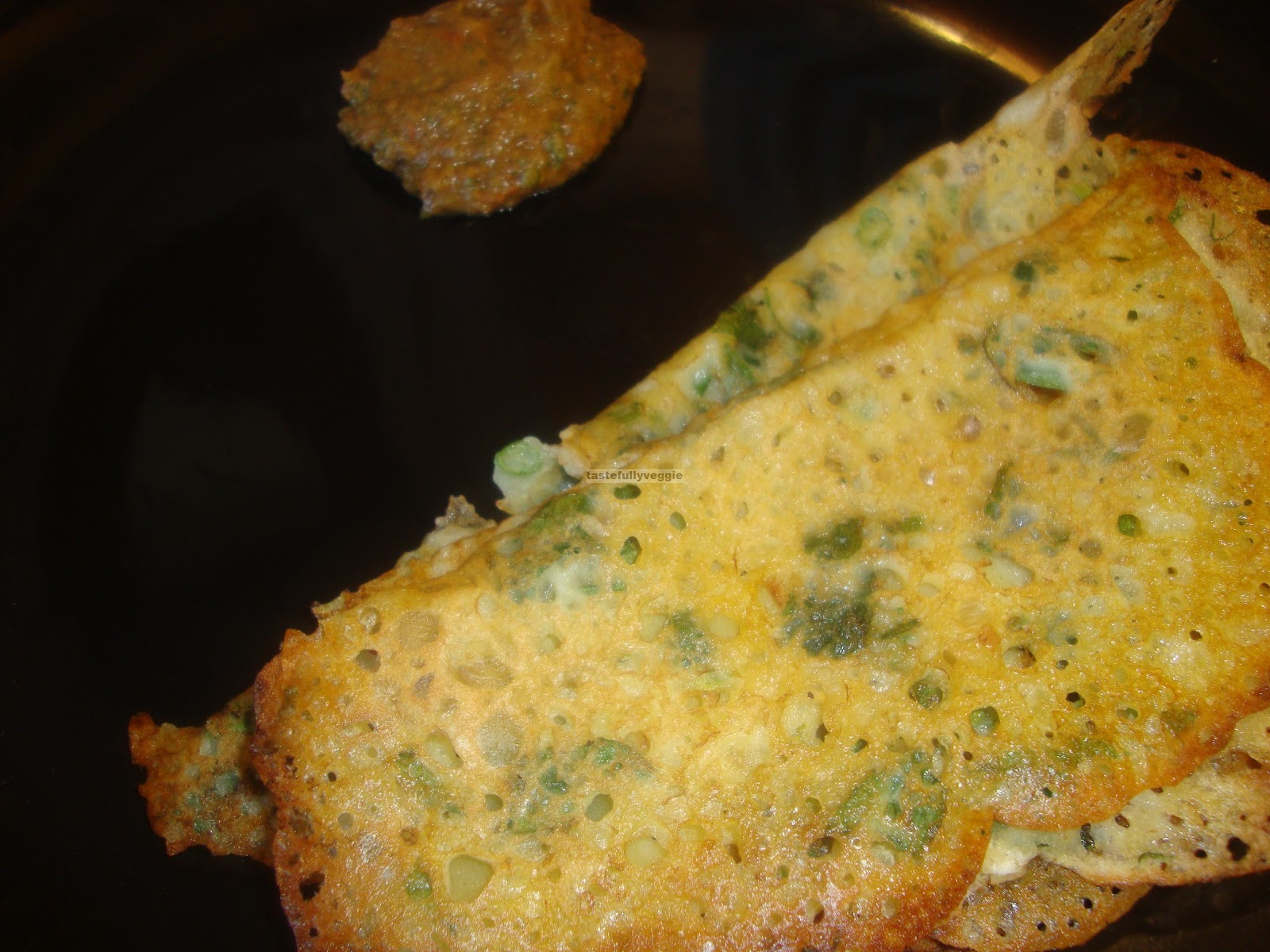 Tastefully Veggie Cornmeal Methi Dosa