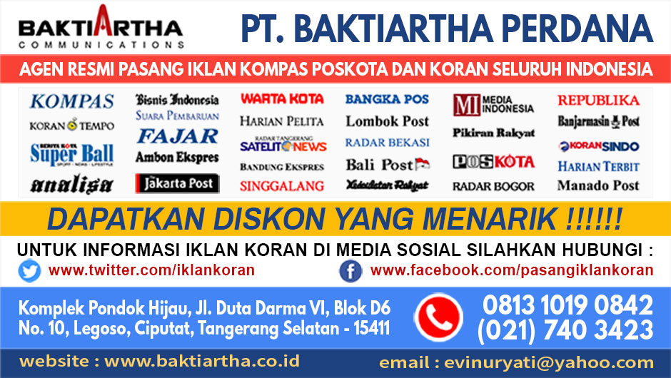 PASANG IKLAN KOMPAS POSKOTA