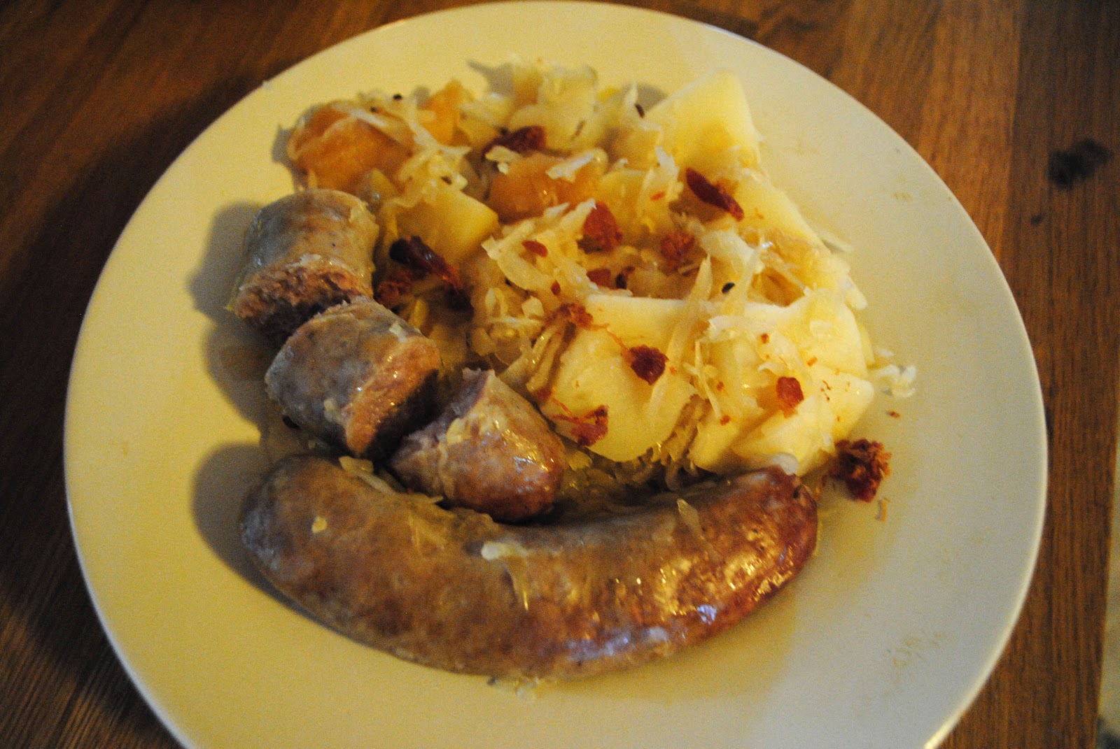 One Day at a Time Bratwurst Sauerkraut Crockpot Dinner