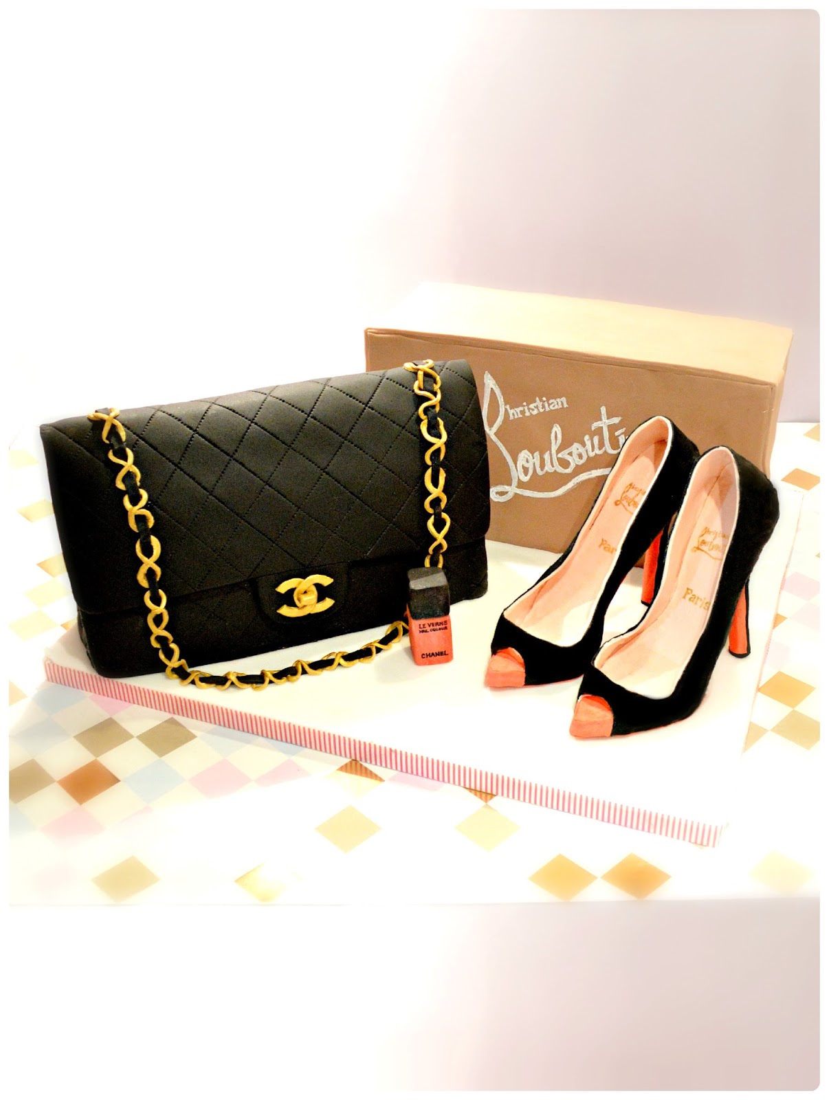 Chanel Handbag and Louboutin High Heels Shoe Cake
