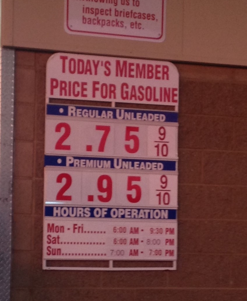 Current Costco Gas Prices (Feb. 26, 2015 Hayward, CA) Costco Weekender