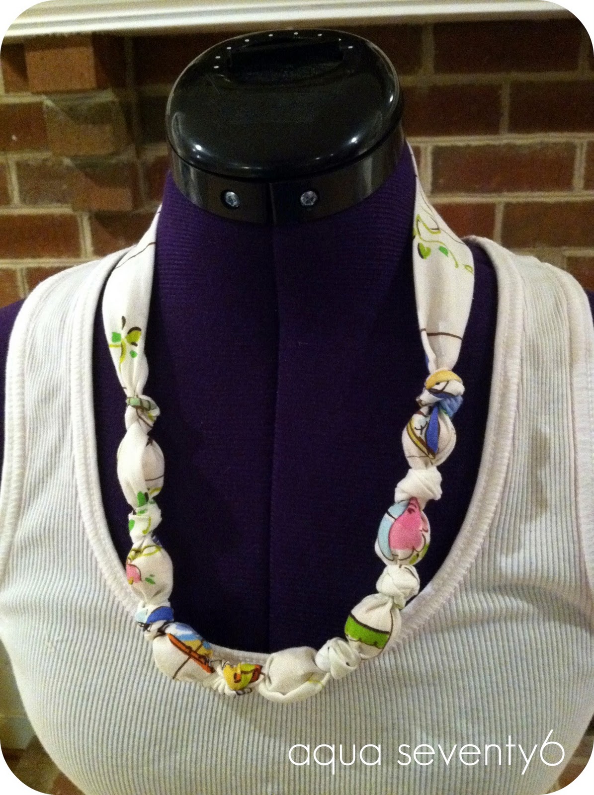 Aqua Seventy6 Fabric and Bead Necklaces