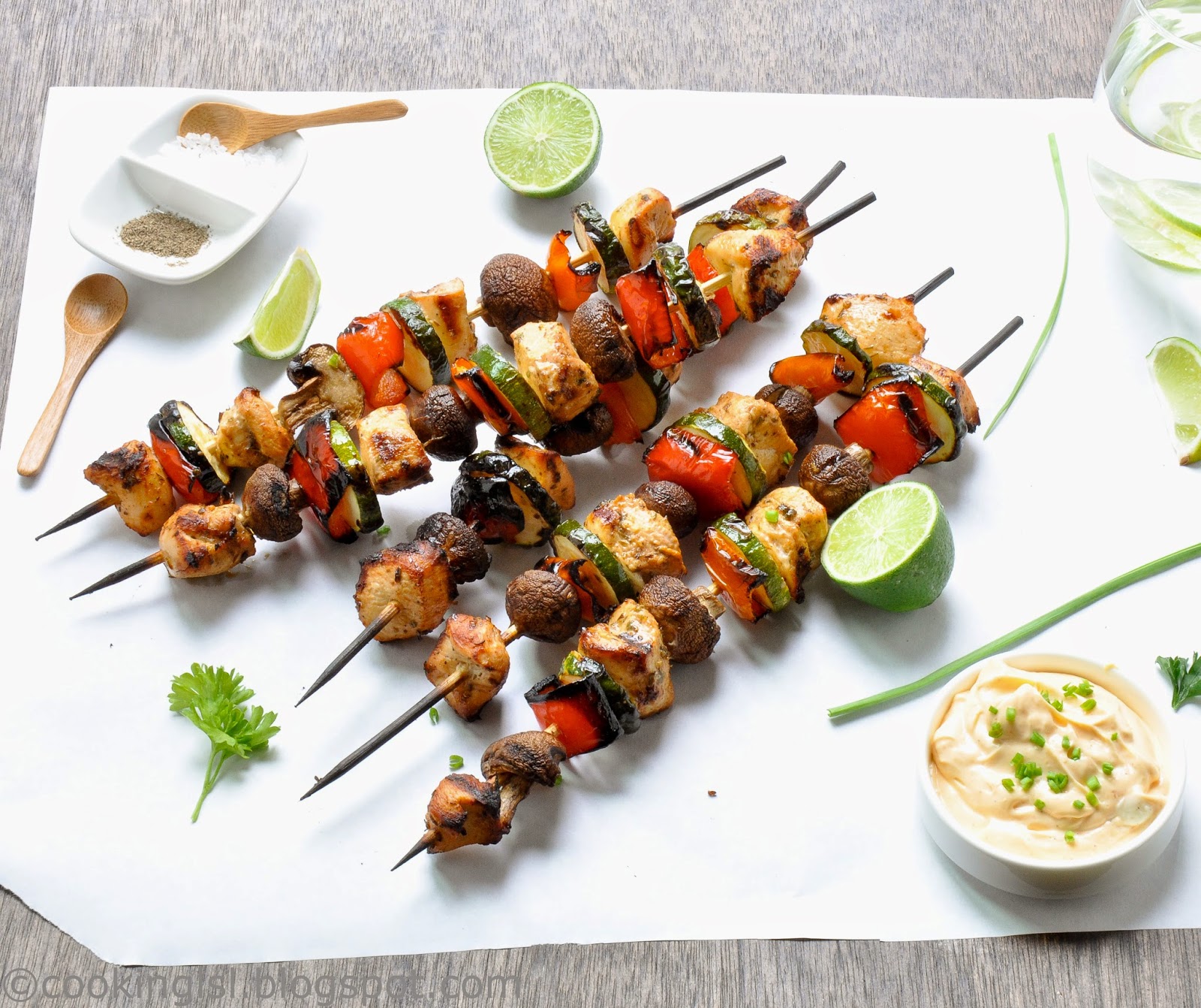 Cooking LSL Chicken Kabobs With Mushrooms, Zucchini And Peppers