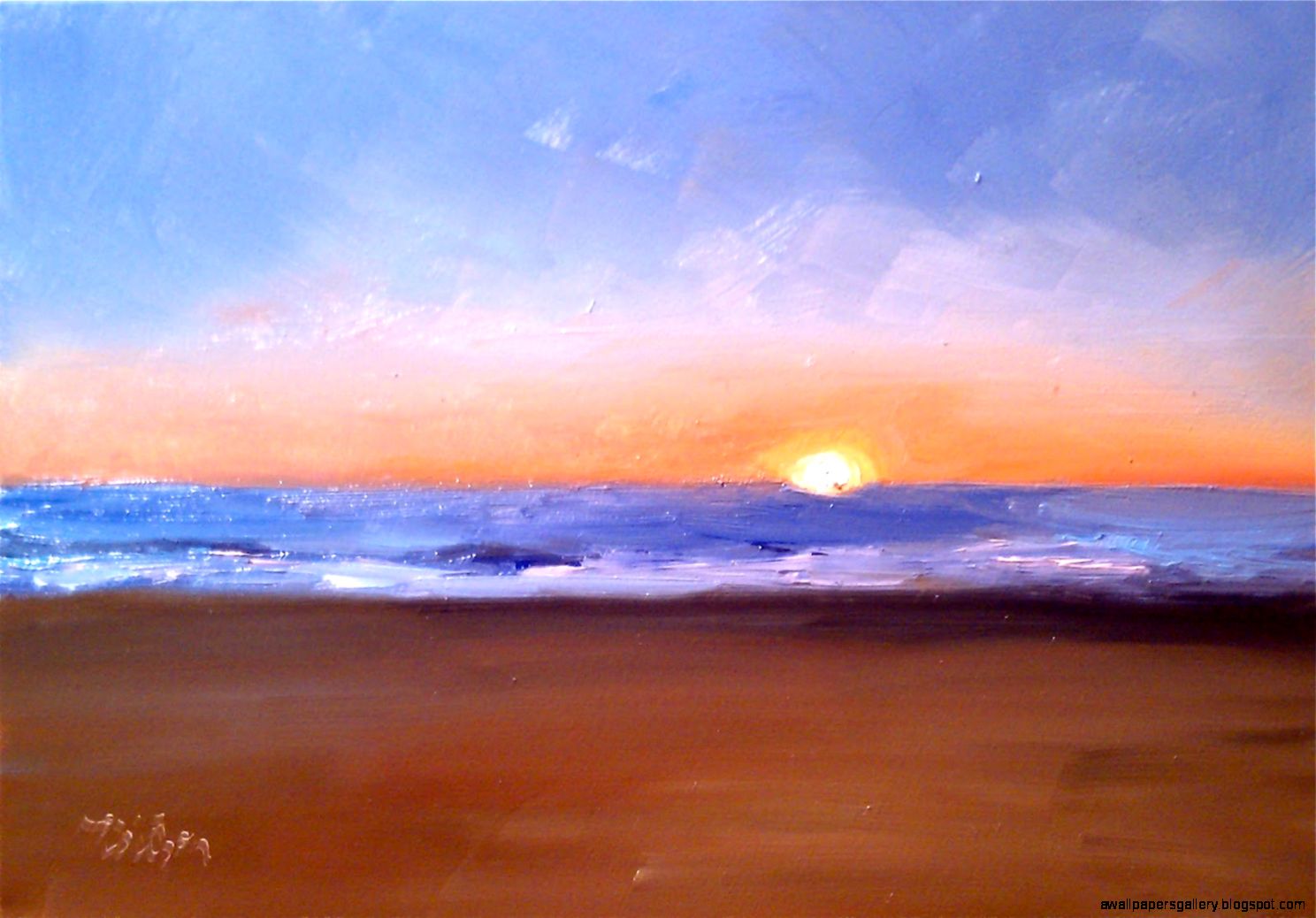 Beach Sunrise Painting Wallpapers Gallery