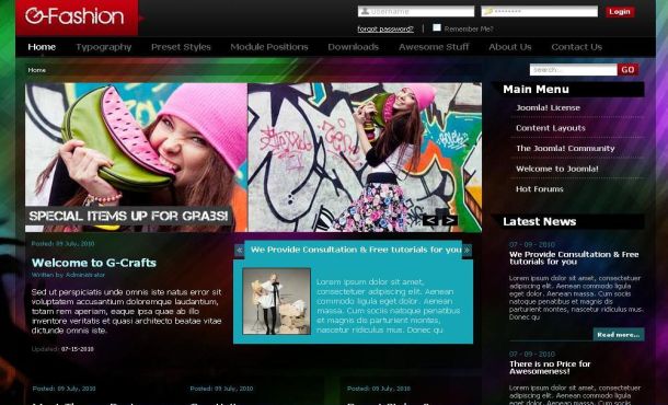 Free Colorful Fashion Grunge Joomla Theme Template Free Colorful Fashion Grunge Joomla Theme Template