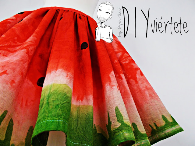DIY-tintes iberia-teñir-rojo-verde-verano-fruta-sandía-estampado-melón-watermelon-falda-pepefalda-newlook-10