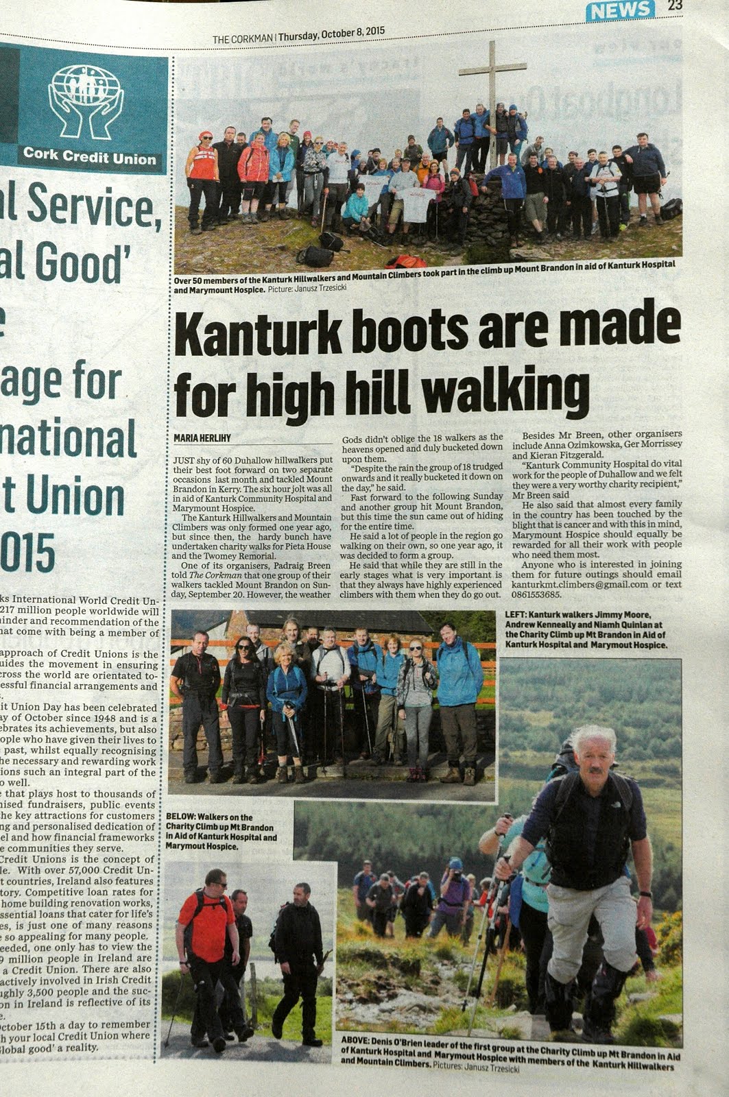 Charity Climb Mount Brandon 2015 in The Corkman