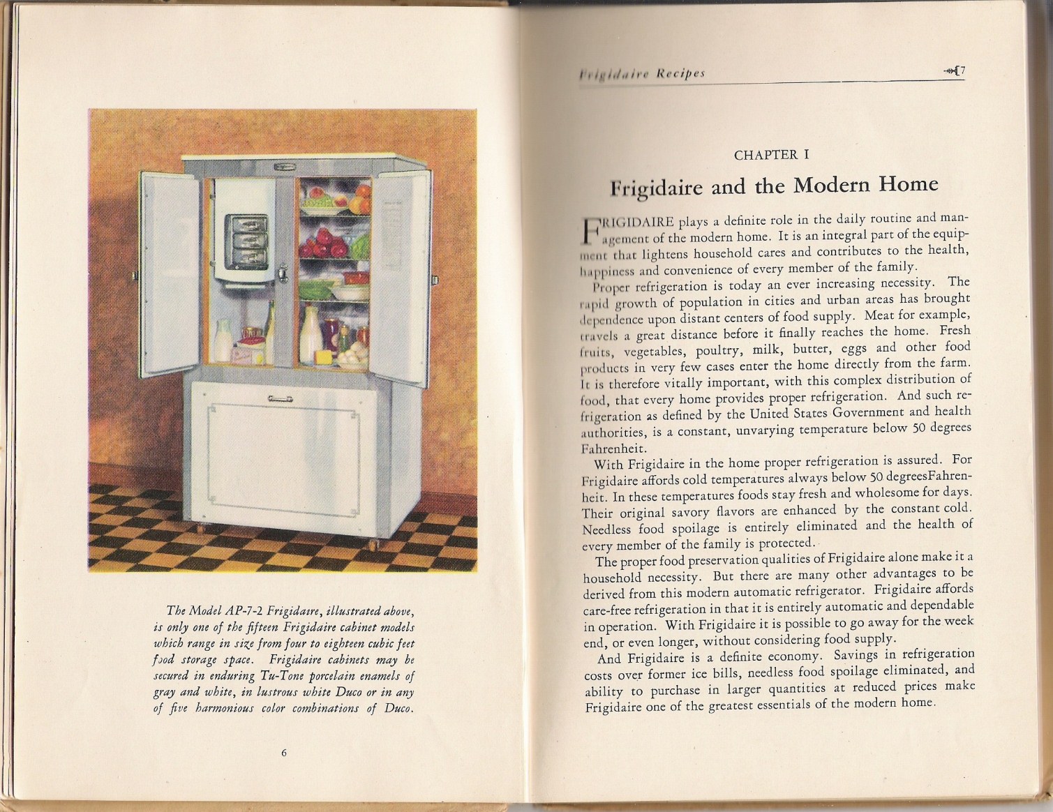 Apron History Frigidaire Recipes 1923