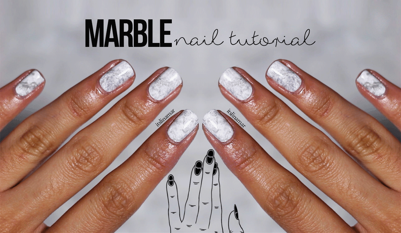 MONDAY MANI STONE MARBLE NAIL TUTORIAL itslinamar itslinamar A