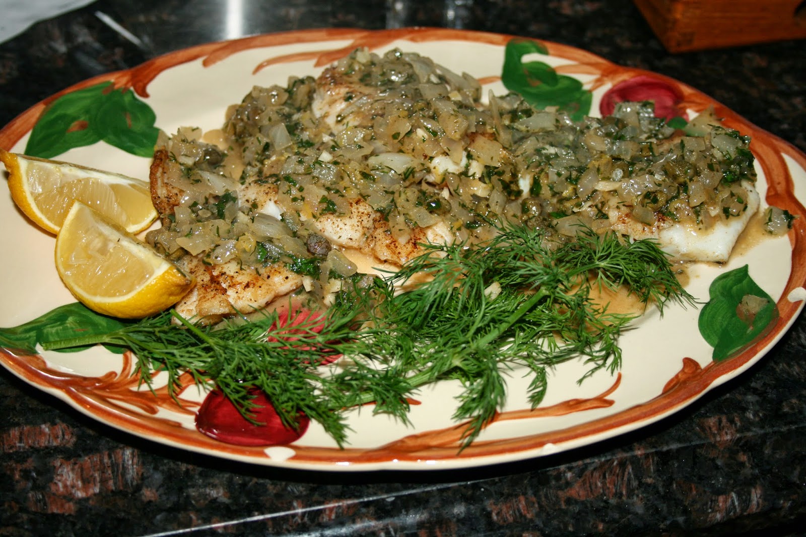 Julia's Cookbook Haddock with capers,lemon,dill and white wine