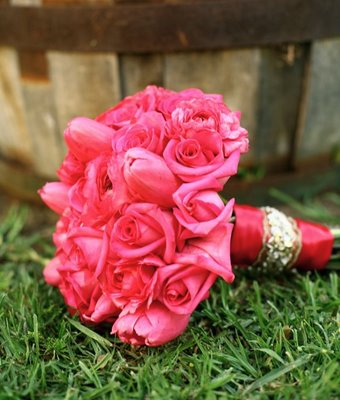 Hand Tied Pink Rose Bouquet. 6" Rose Bouquet Price $55