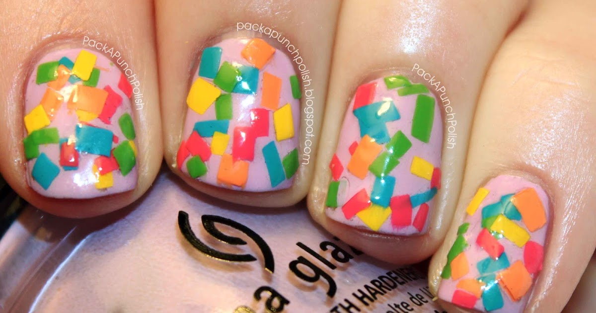 PackAPunchPolish Confetti Squares Nail Art